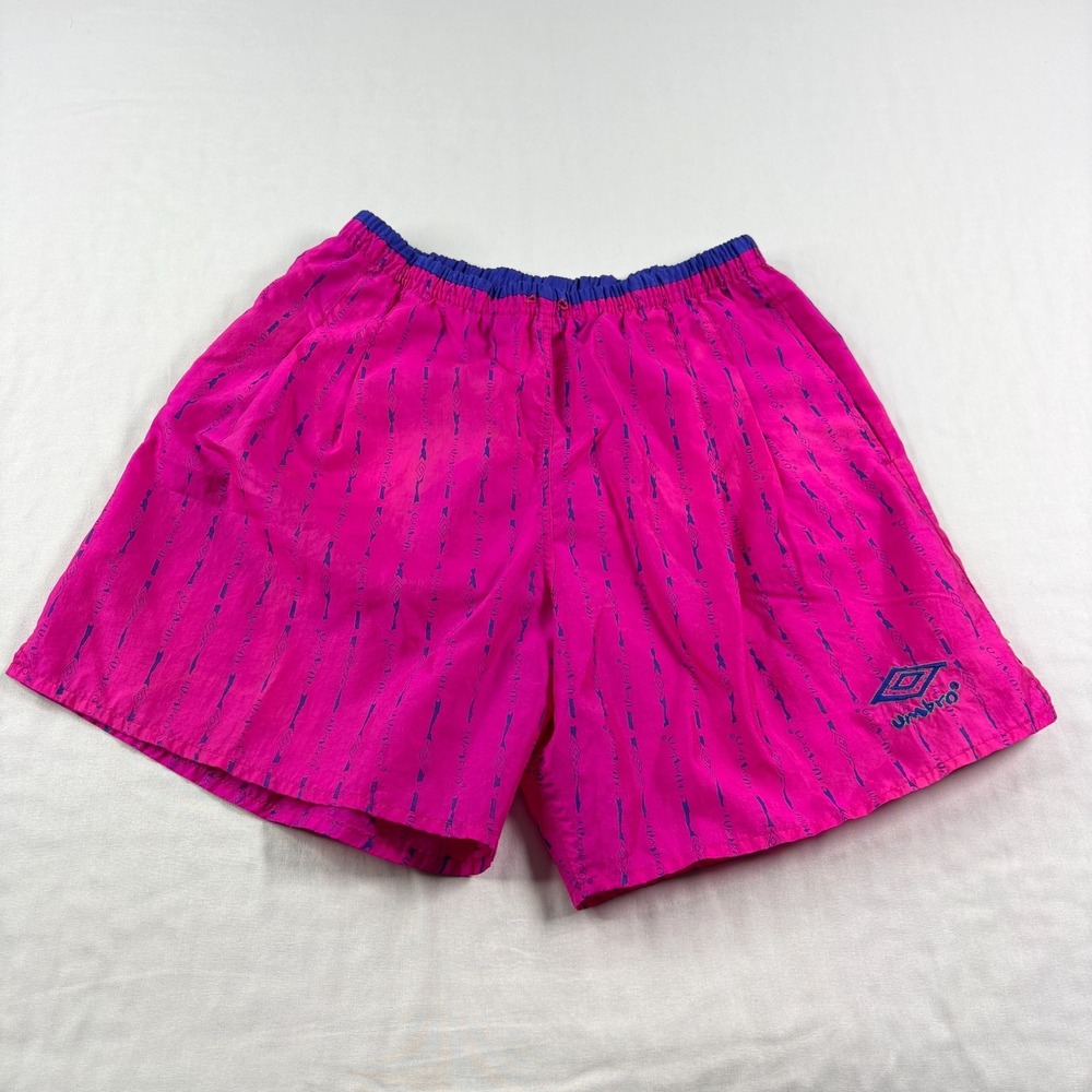 Vintage Umbro Shorts Mens Small Pink Sand Soccer Athletic Stretch 90s